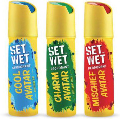 SET WET Cool, Charm and Mischief Avatar Deodorant Spray - For Men (450 ml, Pack of 3)