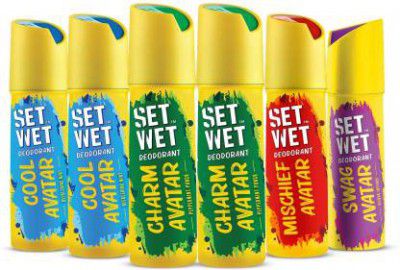SET WET Cool | Charm | Swag & Mischief Avatar Deodorant & Body Spray Perfume (Pack of 6 )