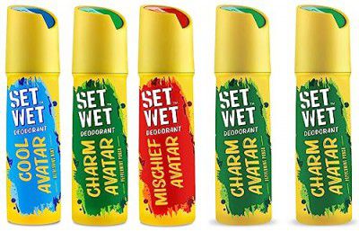 Set Wet Deodorant Spray Perfume For Men, 150ml (Cool, Charm & Mischief Avatar, Pack Of 3) & Charm Avatar Deodorant & Body Spray Perfume For Men, 150ml (Pack Of 2)