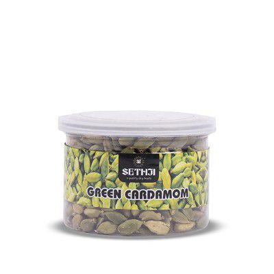 SETHJI Green Cardamom Freshly Harvest Whole Elaichi For your Healthy Diet In Jar Pack 8mm Bolt With 100 Gram