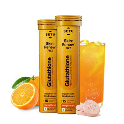 Setu Skin Renew Glutathione Tablets for Glowing Skin  | Orange (Pack of 2)