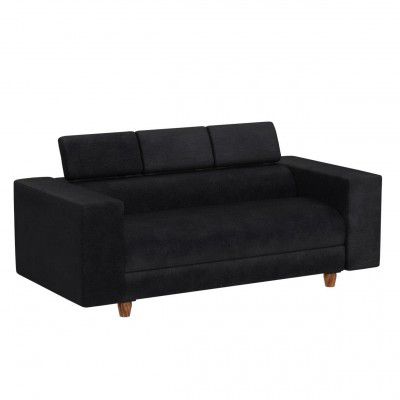 Seventh Heaven 3 Seater Berlin Sofa, Adjusatble Headrest, Chenille Molfino Fabric: 3 Year Warranty (Black, 3 Seater) 3-Person Sofa