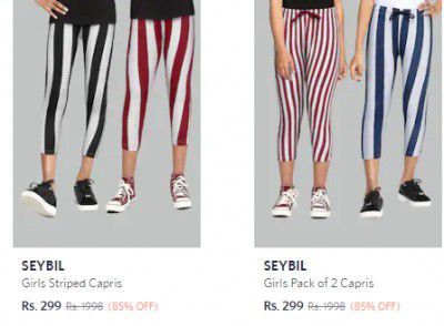 Seybil Girls Capris Pack of 2 @ just ₹299