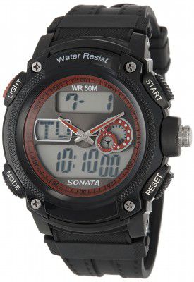SF Quartz Analog Digital Grey Dial Watch for Men-NP7989PP03