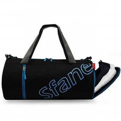 SFANE Polyester Duffle Gym Bag/Shoulder Bag for Men & Women with Separate Shoe Compartment (Blue & Black)