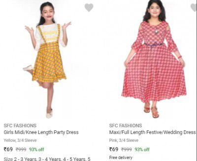 Sfc Fashions Kids Dresses Upto 90% Off