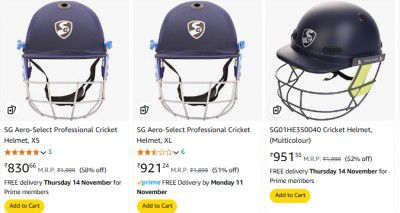 SG Cricket Helmets Starts @830