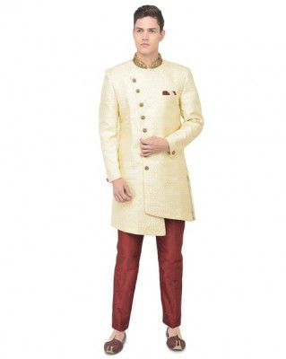 SG RAJASAHAB Embellished Sherwani Set with Band Collar