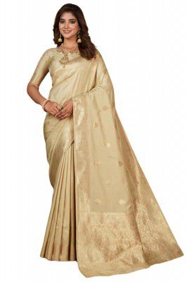SGF11 Women's Kanjivaram Pure Soft Silk Handloom Saree For Women Pure Golden Zari With Blous