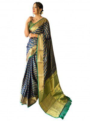 SGF11 Women's Leriya patola Soft Lichi Silk Banarasi Sarees With Blouse Piece
