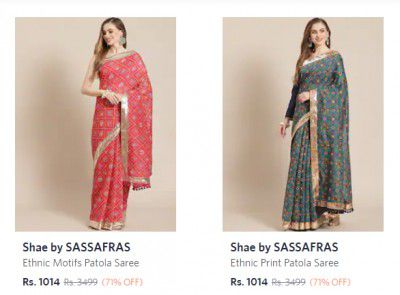 Shae By Sassafras Sarees at Minimum 70% off