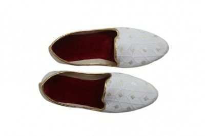 Shahi Mens Ethnic Sherwani Juti Mojri for Wedding Occasions Cream