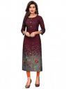 SHAHLA Women's Rayon Fabric Straight Kurta, 3/4 Sleeve,Kurti Dress for Regular & Special Occasions (Maroon)...