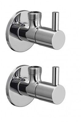 Shahr Brass Disk Angle Cock for Bathroom, Angle Wall Valve for Bathroom, Stop Cock Brass Disc Stop Cock for Bathroom Taps, Geyser and Wash Basin Connection, Chrome Finish (2, Turbo)