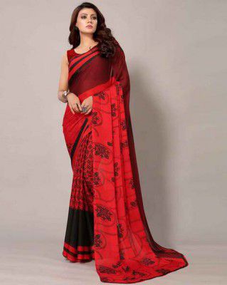 SHAILY Leaf Print Georgette Saree