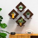 SHAJOC Mdf Wooden SQUARE Shaped Multipurpuse WallHanging/Flower pot stand - Pack of 4  (20 cm X 20 cm, Brown)...