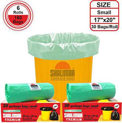 Shalimar Premium OXO - Biodegradable Garbage Bags (Small) Size 43 cm x 51 cm 6 Rolls (180 Bags) (Dustbin Bag/Trash Bag) (Green Colour)