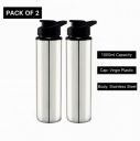 SHALIMAR STEEL Pack of 2 STEEL WATER BOTTLE 1 LITRE...