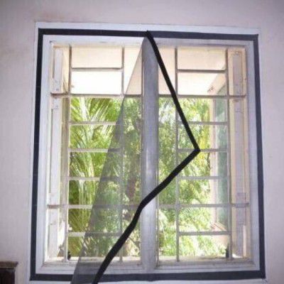 Shankies Creations Polyester Adults Washable Stitched Window 3 x 4 Feet Mosquito Net  (Black, Frame Hung)