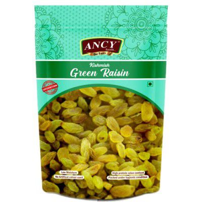 Shanu Shanu Indian Green Raisins (Kishmish) Long Size and Sweet , 250 g