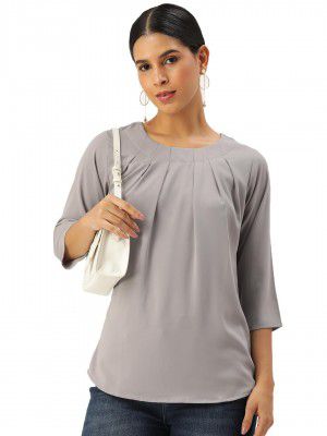 SHANVIKA Women's Polyester - Solid Pleated Tops (Snv-NM-530-02)
