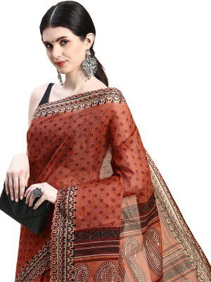 SHANVIKA Women's Pure Cotton Floral Print Saree Without Blouse Piece (Snv-757-14)