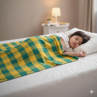Sharan Elegance Single Size Light Weight Pure Cotton Kids Blanket/Bedsheet (60X55") Set 1 