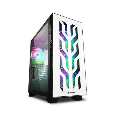 Sharkoon Elite Shark CA300T Mid Tower PC Computer Case I Support Mini-ITX, Micro-ATX, EATX Motherboard I 2X Side Panel Tempered Glass with 4 x 120 mm Addressable RGB LED Fan (pre-Installed)