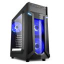 Sharkoon VG6-W Blue Mini Tower PC Computer Case I Support Mini-ITX, Micro-ATX, ATX Motherboard I Acrylic Side Panel with 3 x 120 mm LED Fan (pre-Installed) - Black...