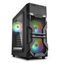 Sharkoon VG7-W RGB Mini Tower PC Computer Case I Support Mini-ITX, Micro-ATX, ATX Motherboard I Acrylic Side Panel with 3 x 120 mm LED Fan (pre-Installed) - Black...
