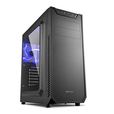 Sharkoon VS7 Window Mid Tower PC Computer Case I Support Mini-ITX, Micro-ATX, ATX Motherboard I Acrylic Side Panel with 3 x 120 mm Fan (Pre-Installed)