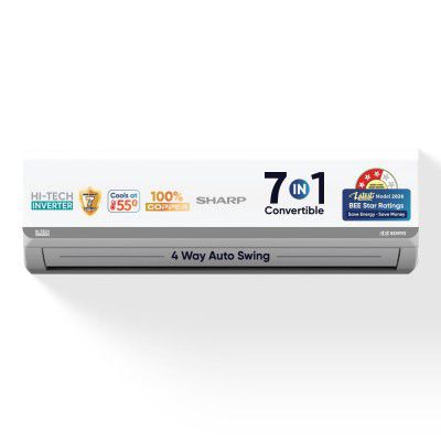 Sharp 1.5 Ton 3 Star Invertor Split AC, 7 in 1 Convertible, 100% Copper Condensor, AH-SI17V3B-GCN