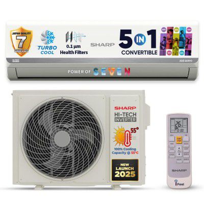 ['Extra Rs.14000 OFF] SHARP 1.5 Ton 5 Star Inverter Split AC, 5 Years Comprehensive Warranty (Copper,7 Stage Health Filters, 5in1 Convertible, Turbo Cool Technology, AntiCorrosive Gold Fin, 2025 M