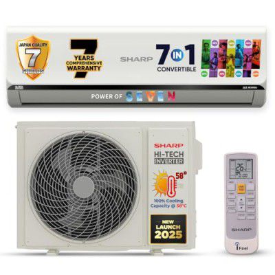 SHARP 1.5 Ton 5 Star Inverter Split AC (2025 Model AH-SI20V5B-SCHD, White)