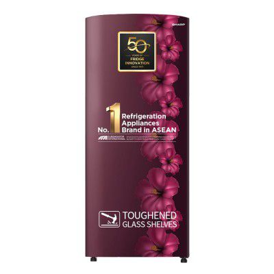 SHARP 187 L Direct Cool Single Door 2 Star Refrigerator (Hibiscus Red, SJ-DF207N2-PRR)