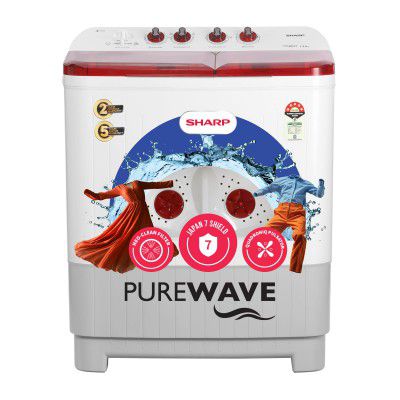 SHARP 9.0 kg, 5 star, Semi-Automatic Top Loading Washing Machine (ES-SD90NB-PR)