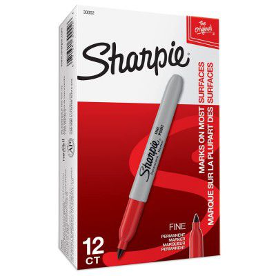 SHARPIE Red Permanent Marker Fine Tip for Precise Writing | Pack of 12