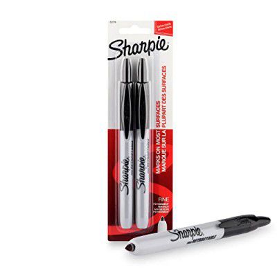 SHARPIE Retractable Black Permanent Marker with Fine Tip for Precise Writing | Pack of 2