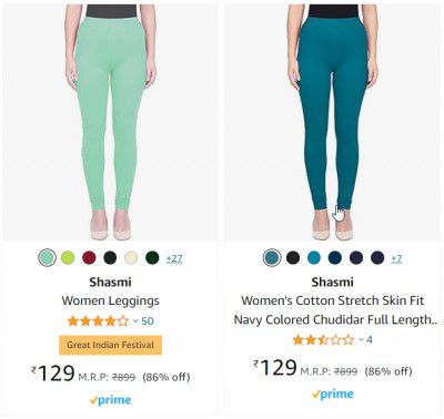 Shasmi Women's Leggings starting at ₹129/-