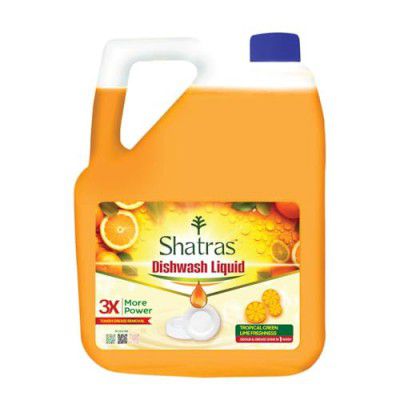 Shatras Lime Dishwash Liquid - 5L || Dish Cleaning Liquid Gel with German Technology - Active 3X More Power Molecules Leaves 