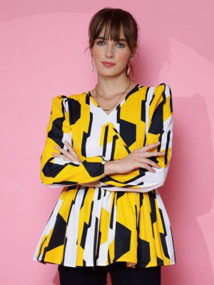 Sheetal Associates  Casual Puff Sleeves Floral Print Women Yellow Top