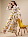 Sheetal Associates  Women Fit and Flare Yellow, White, Green Dress...