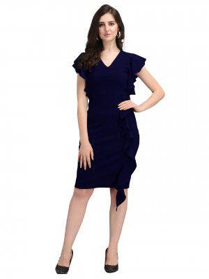 Sheetal Associates Women's Short Sleeve V-Neck Bodycon Casual Mini Dress