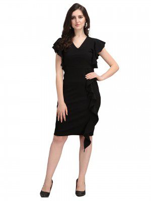 Sheetal Associates Women's Short Sleeve V-Neck Bodycon Casual Mini Dress