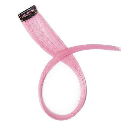 Sheetal Traders Women Highlighted Pink 22 Inch Straight Hair, Clip in Hair Extensions for Party, Cosplay Events, Wedding (Pack of 1)