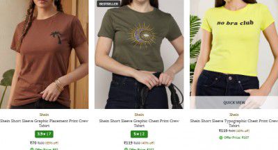 Shein T shirts Starts At 70/- | FOR WOMEN