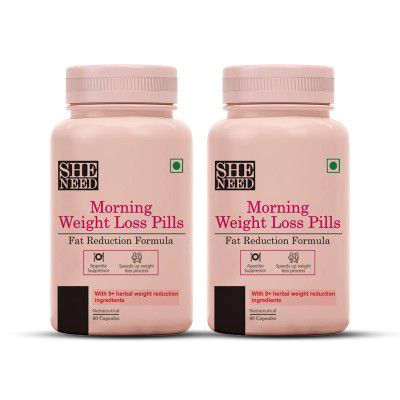 SheNeed Morning Weight Loss Pills With Fat Reduction Formula – 60 Capsules PACK OF - 2