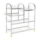 Shengshou Stainless Steel 4 Layer Wall Mount Kitchen Dish Rack | Utensils Rack with Plate & Cutlery Stand | Modular Kitchen Storage Rack | Kitchen Organizer (24 x 24 inches)...