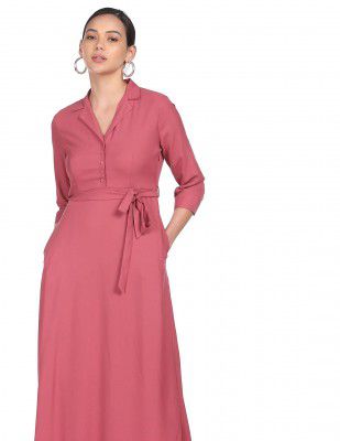 SHFFL Women's Polyester Empire Waist Maxi Dress