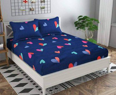 Shine Creation 210 TC Microfiber Queen Abstract Fitted (Elastic) Bedsheet  (Pack of 1, Multicolor)